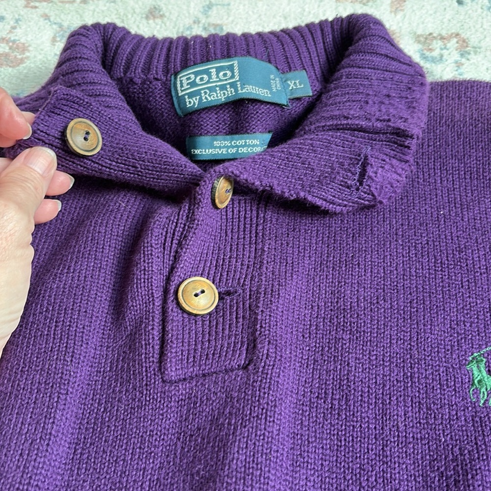 Ralph Lauren Deep Purple Knit Sweater size xl - Picture 5 of 6